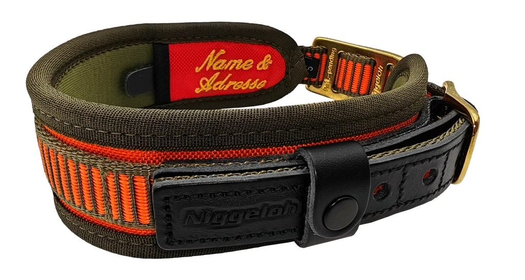 デラックス カラー オレンジ・オリーブ / DELUXE Collar ORANGE-OLIVE S, Mサイズ