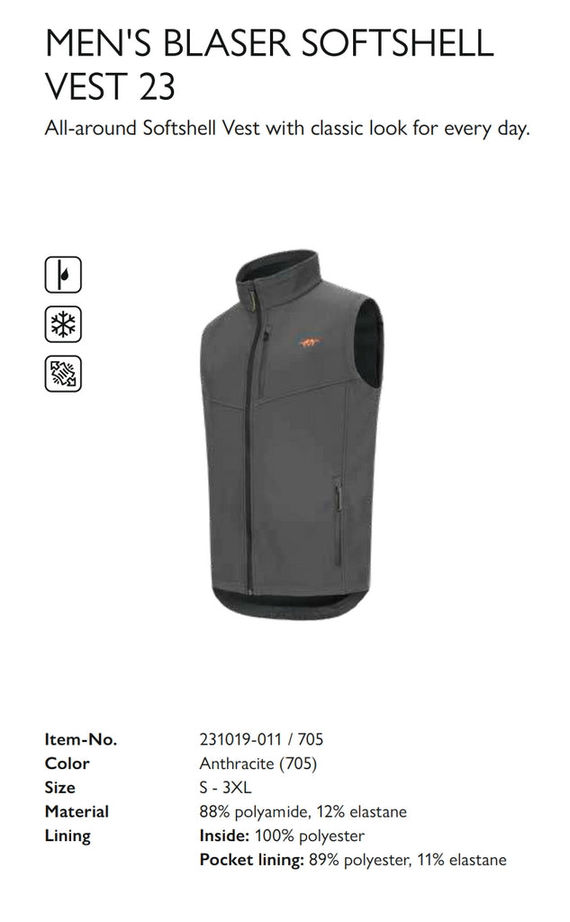 メンズ ソフトシェル ベスト 23 ダークグレイ / Men's Softshell Vest 23 DARK GRAY